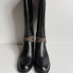 Michael Kors Kincaid Leather & Logo Riding Boot